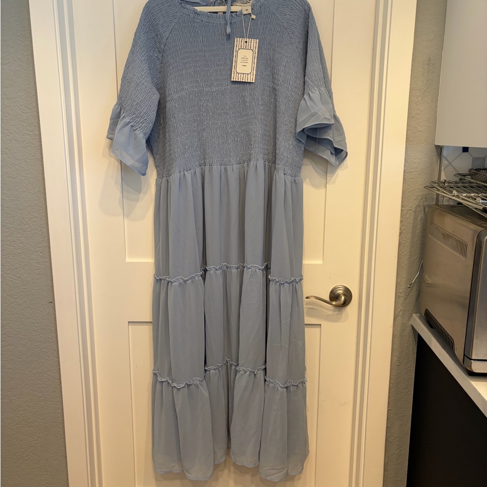 JessaKae Light Blue Smocked Dress